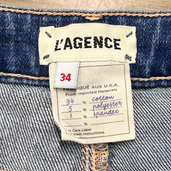 L'AGENCE Oriana High Rise Straight‎ Leg Jeans Dark Wash Denim Size 34 READ - Picture 3 of 15